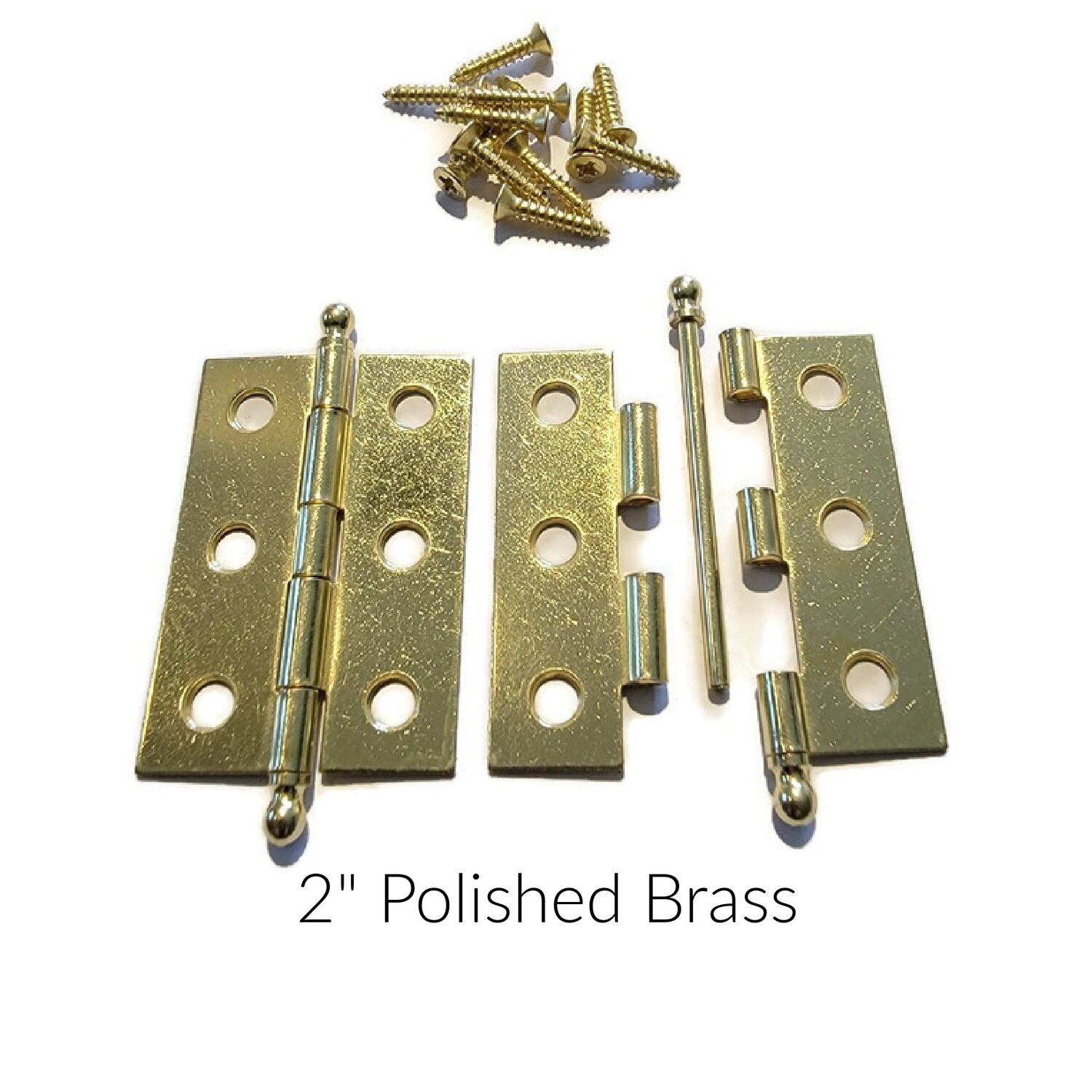 Pair of 2" butt hinges with ball tips