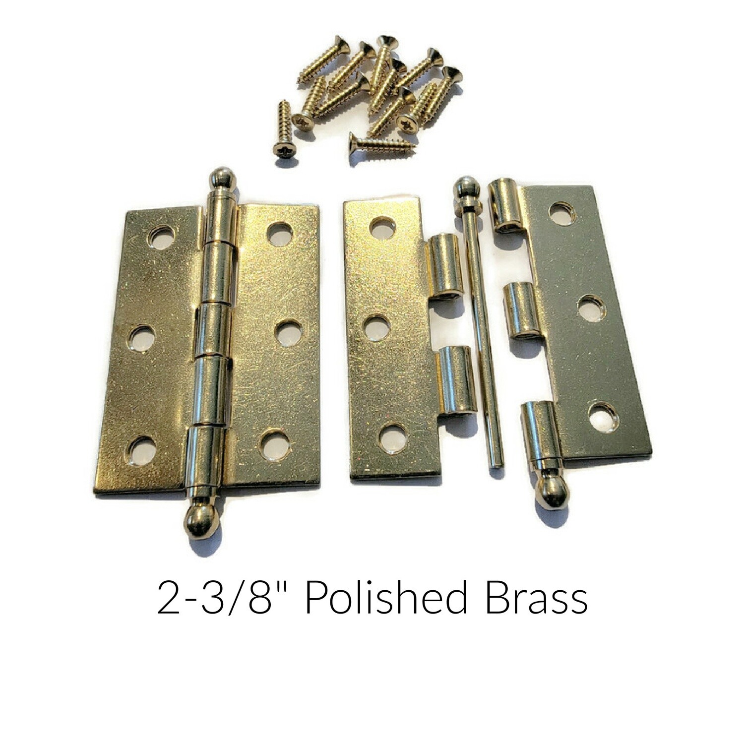 Pair of 2-3/8" butt hinges with ball tips