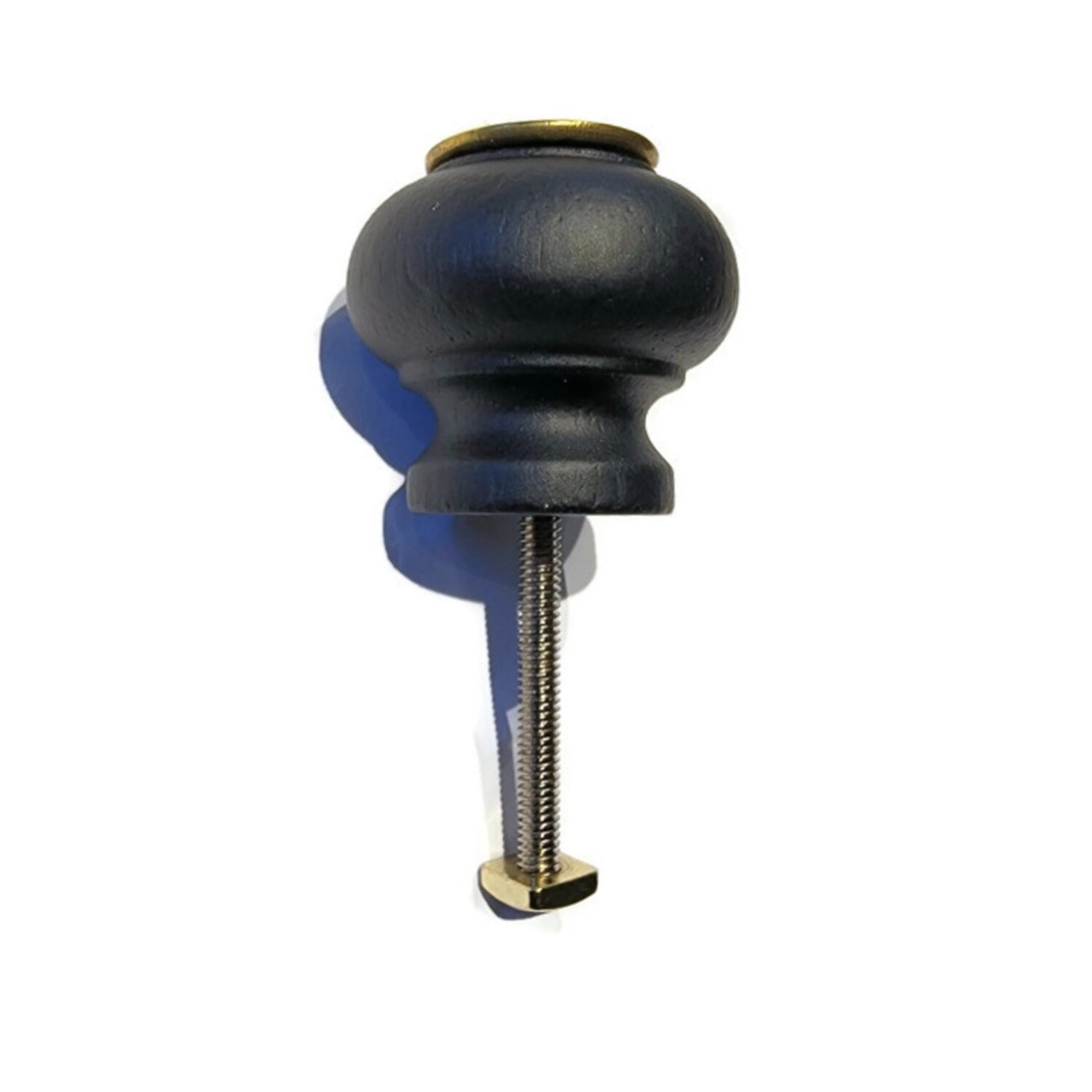 Black Finished Wood EASTLAKE STYLE brass KNOB with Stamped polished Brass Overlay