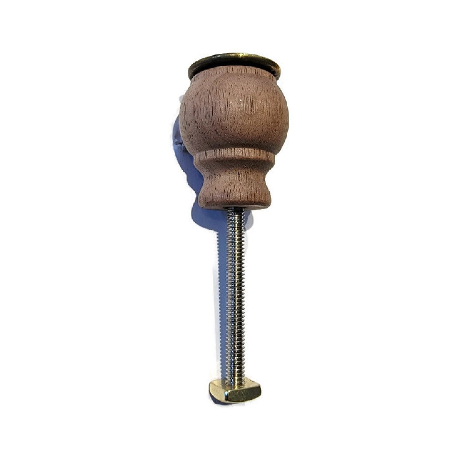 Walnut Eastlake brass Knob With Stamped Brass Overlay