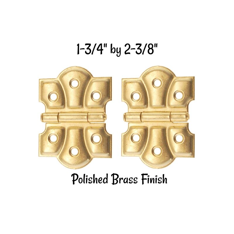 Pair of Cabinet Hinges - Polished Brass Plated steel
