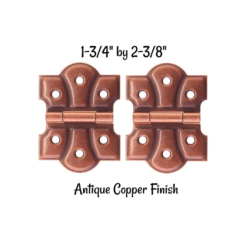 Pair of Cabinet Hinges - Antique Copper Plated steel