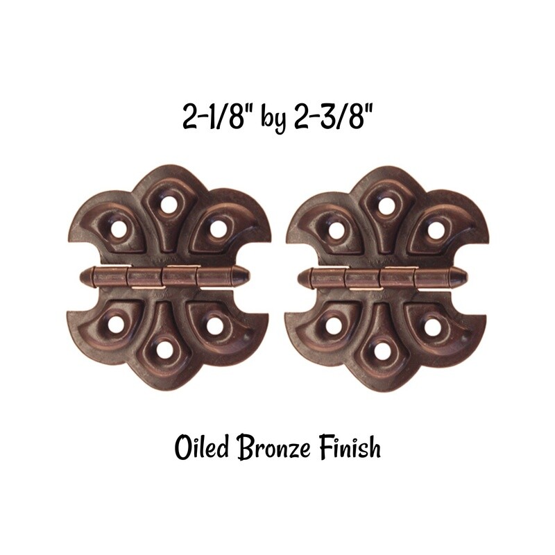 Pair of Butterfly Hinges - Oiled Bronze Plated Steel