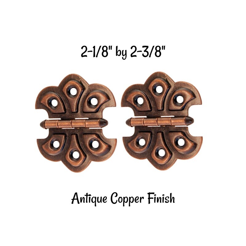 Pair of Butterfly Hinges - Antique Copper Plated Steel