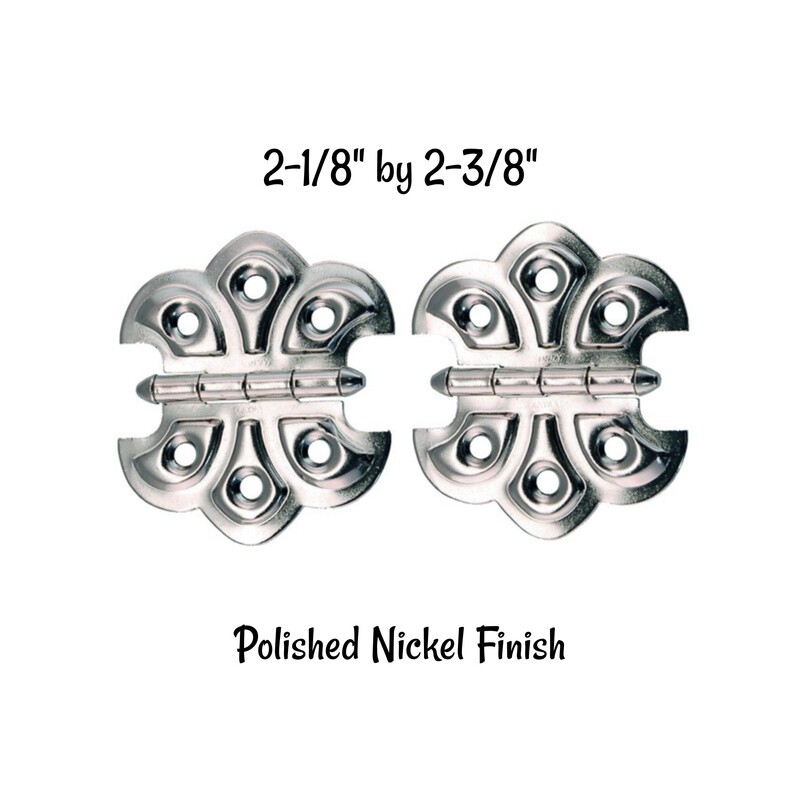 Pair of Butterfly Hinges - Nickel Plated Steel