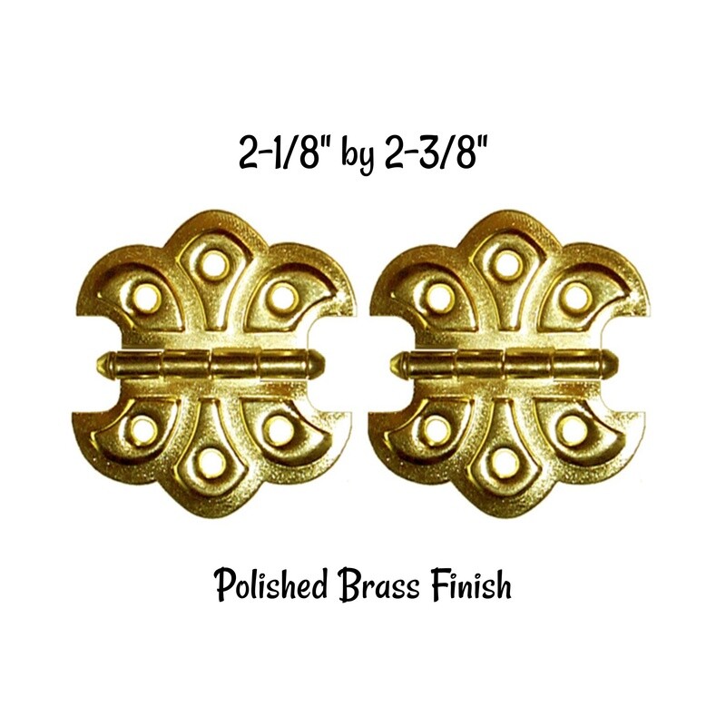 Pair of Butterfly Hinges - Polished Brass Plated Steel