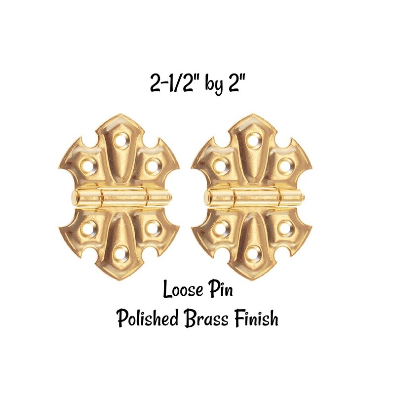 Pair of Loose Pin Cabinet Hinges - Brass Plated Steel