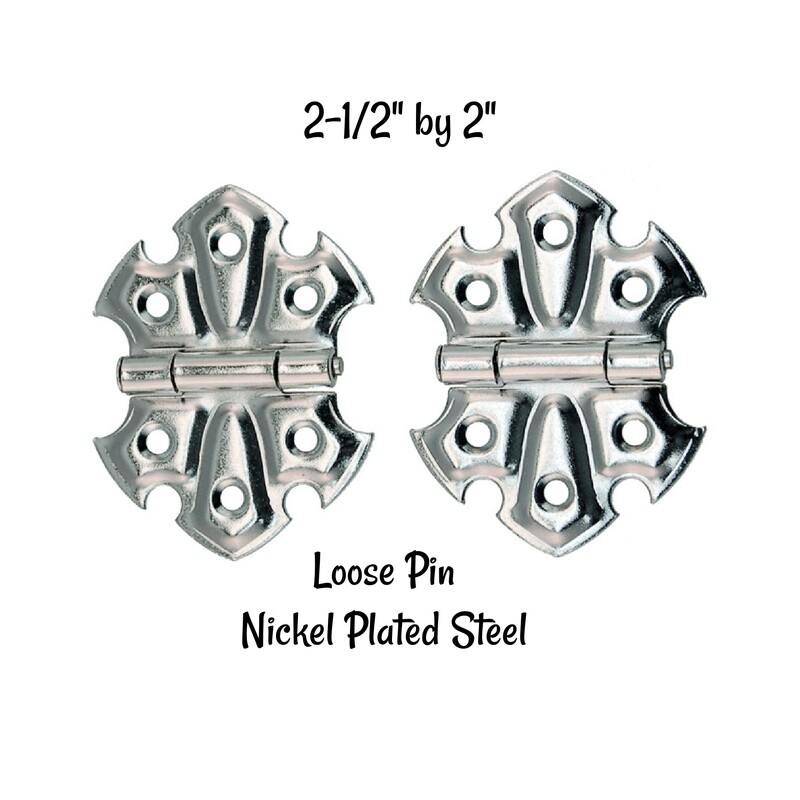 Pair of Loose Pin Cabinet Hinges - Nickel Plated Steel