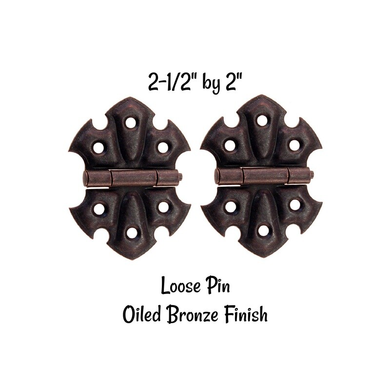 Pair of Loose Pin Cabinet Hinges - Oiled Bronze Plated Steel