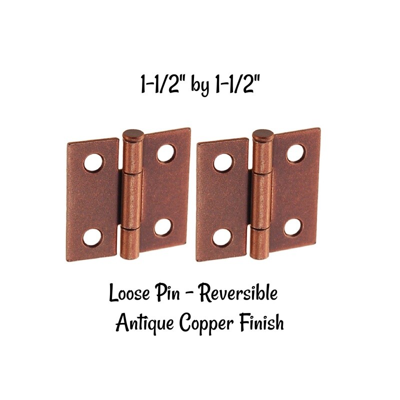 Antique Copper Plated Steel -- Loose Pin Cabinet Hinge -