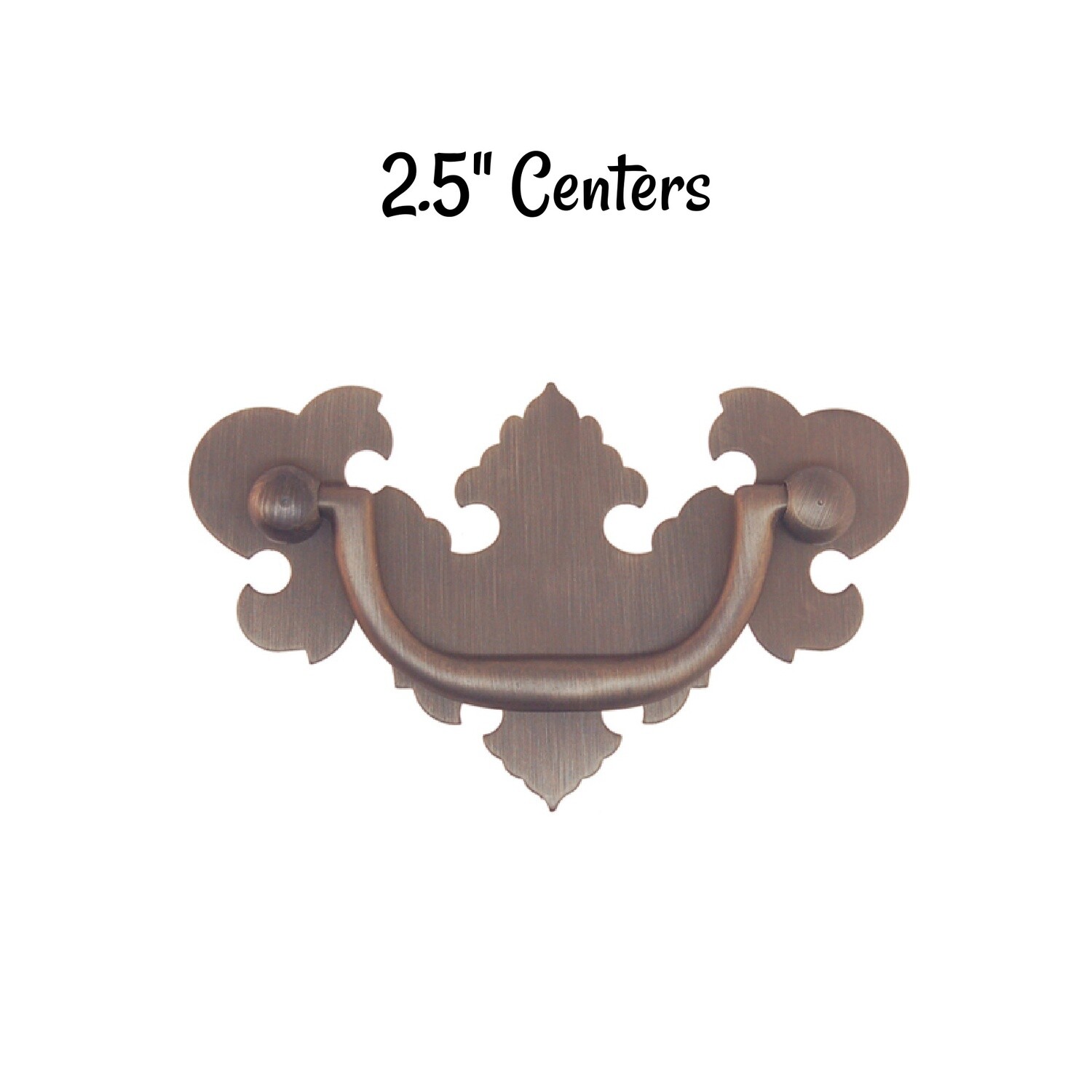 2 1/2&quot; Batwing Chippendale Early American Style Drawer Pull Antique Brass