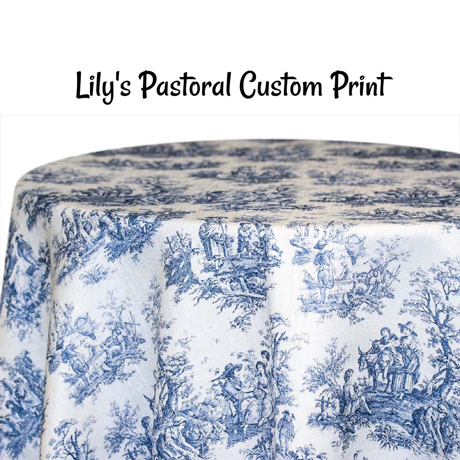 Lily's Pastoral Toile Custom Print Table Skirting by the foot
