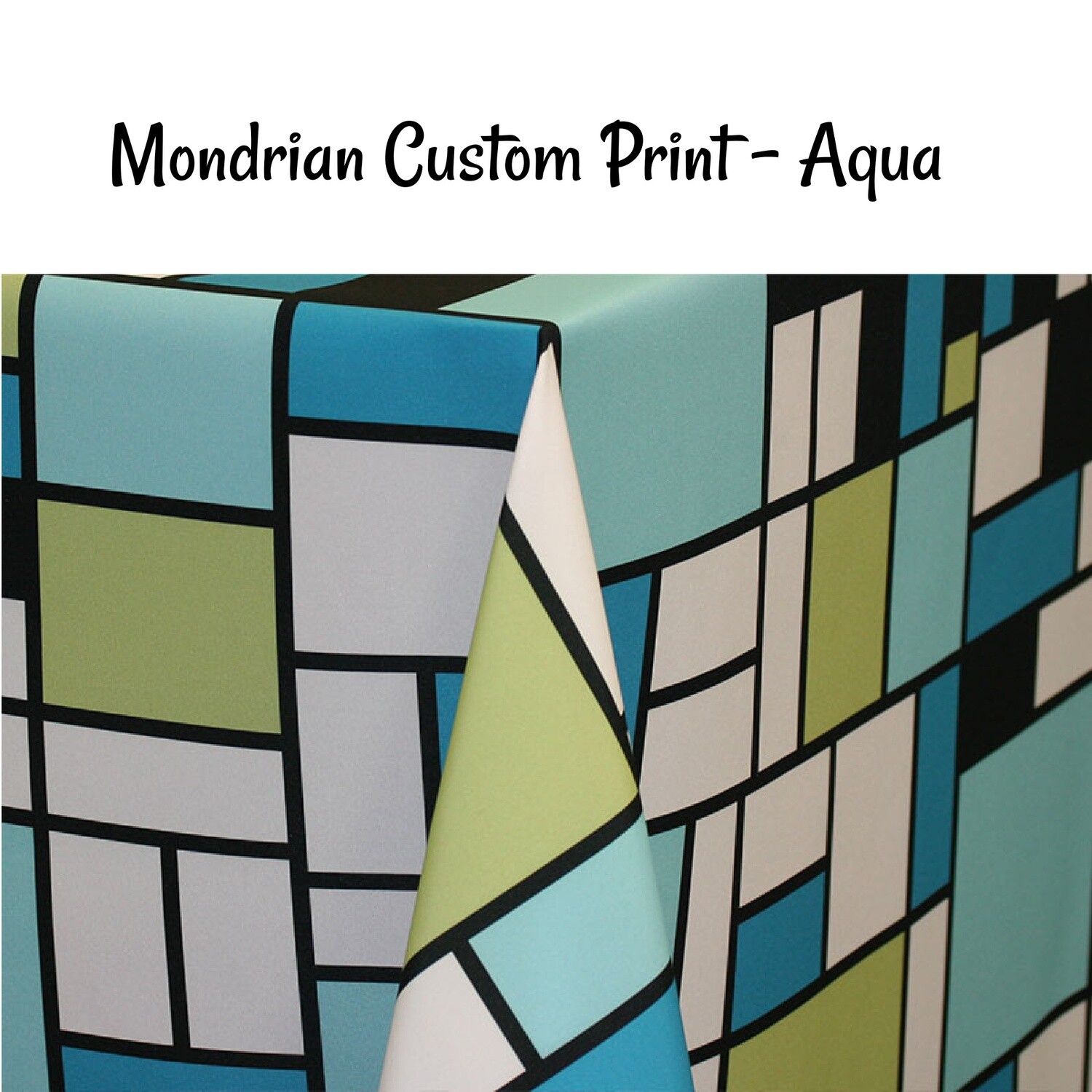 Mondrian Aqua Custom Print Napkins