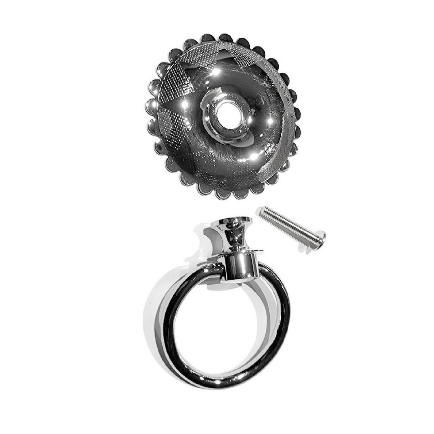 Eastlake Victorian Style Nickel Plated Brass SINGLE POST RING PULL