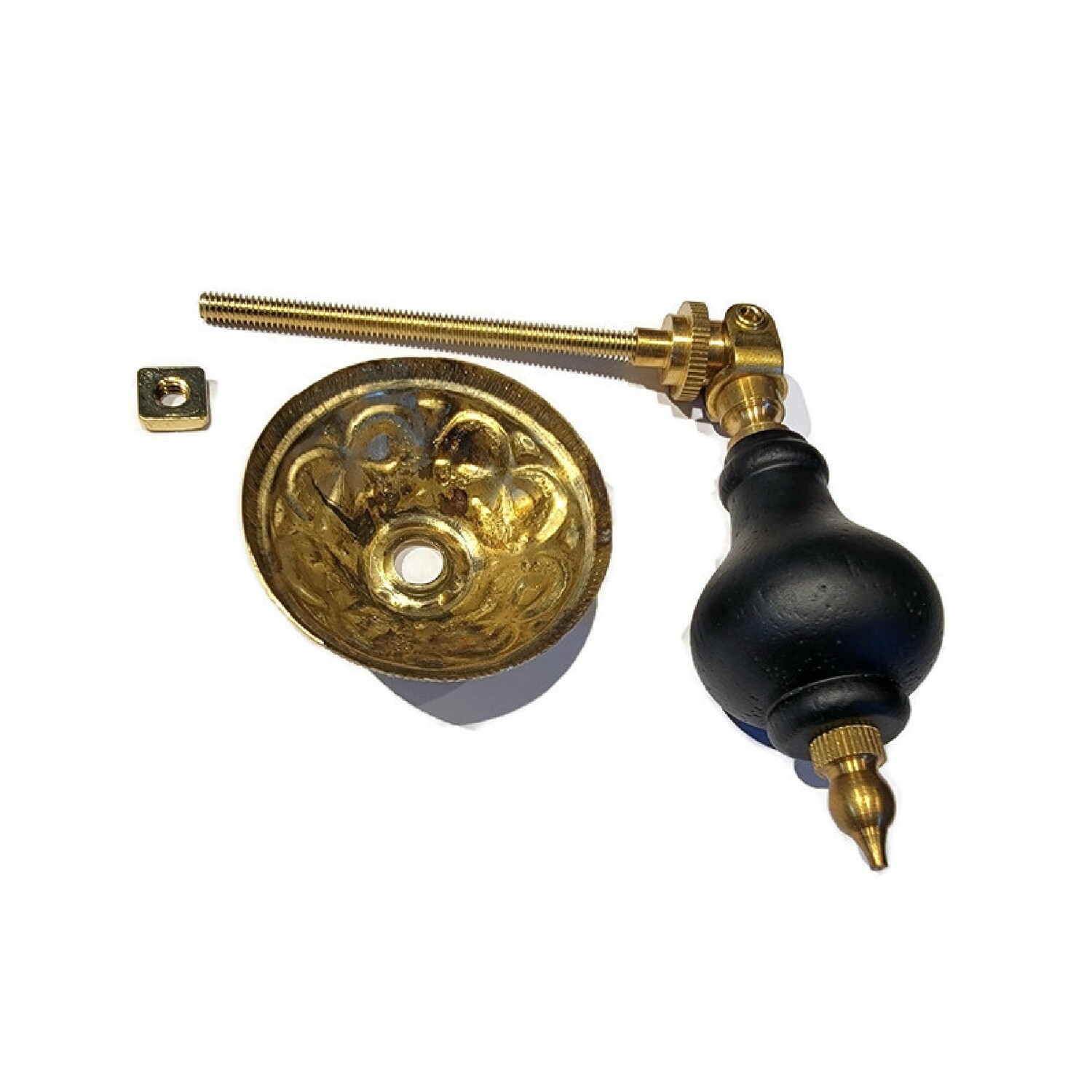 Eastlake Single Post Teardrop Pull - Brass &amp; Wood