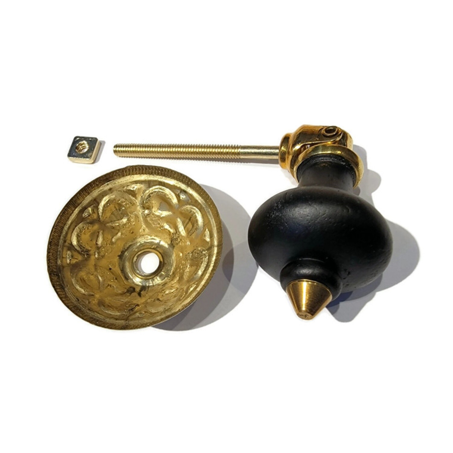 Eastlake Single Post Teardrop Pull - Brass &amp; Wood
