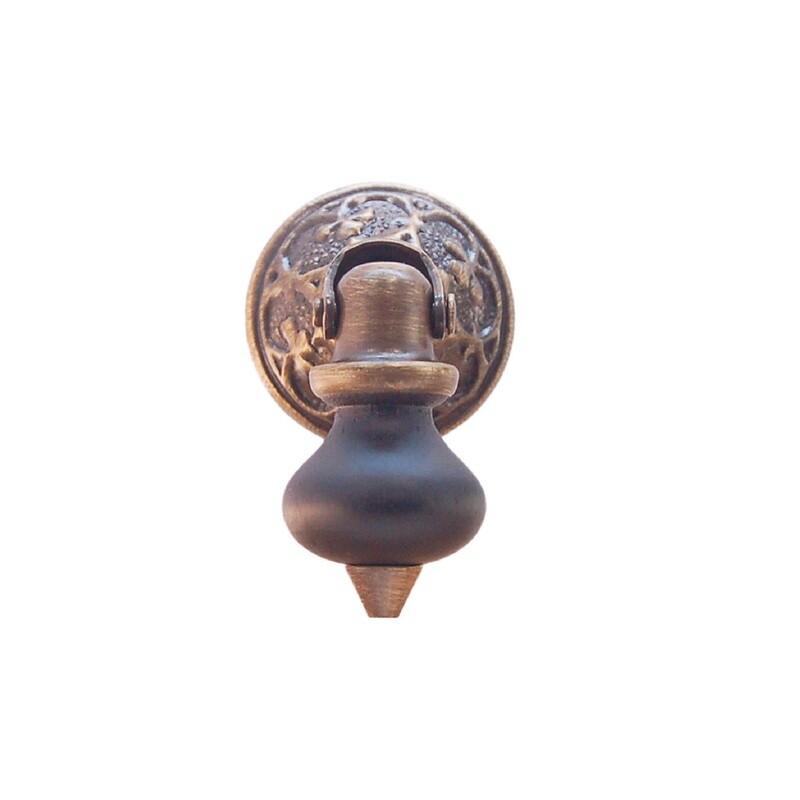 Eastlake Single Post Small Teardrop Pull - Brass & Wood Antiqued