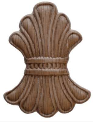 Decorative Wheat Furniture Embellishment Ornament - Oak - Steam Pressed Wood Ornament 3 1/2