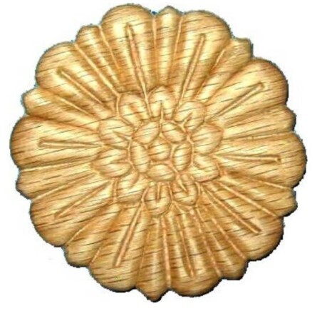 Decorative Daisy Round Furniture Wood Ornament Embellishment - 3 1/4