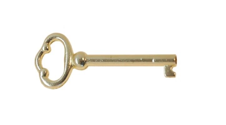 Key - Brass Plated Steel Skeleton Shiny Brass