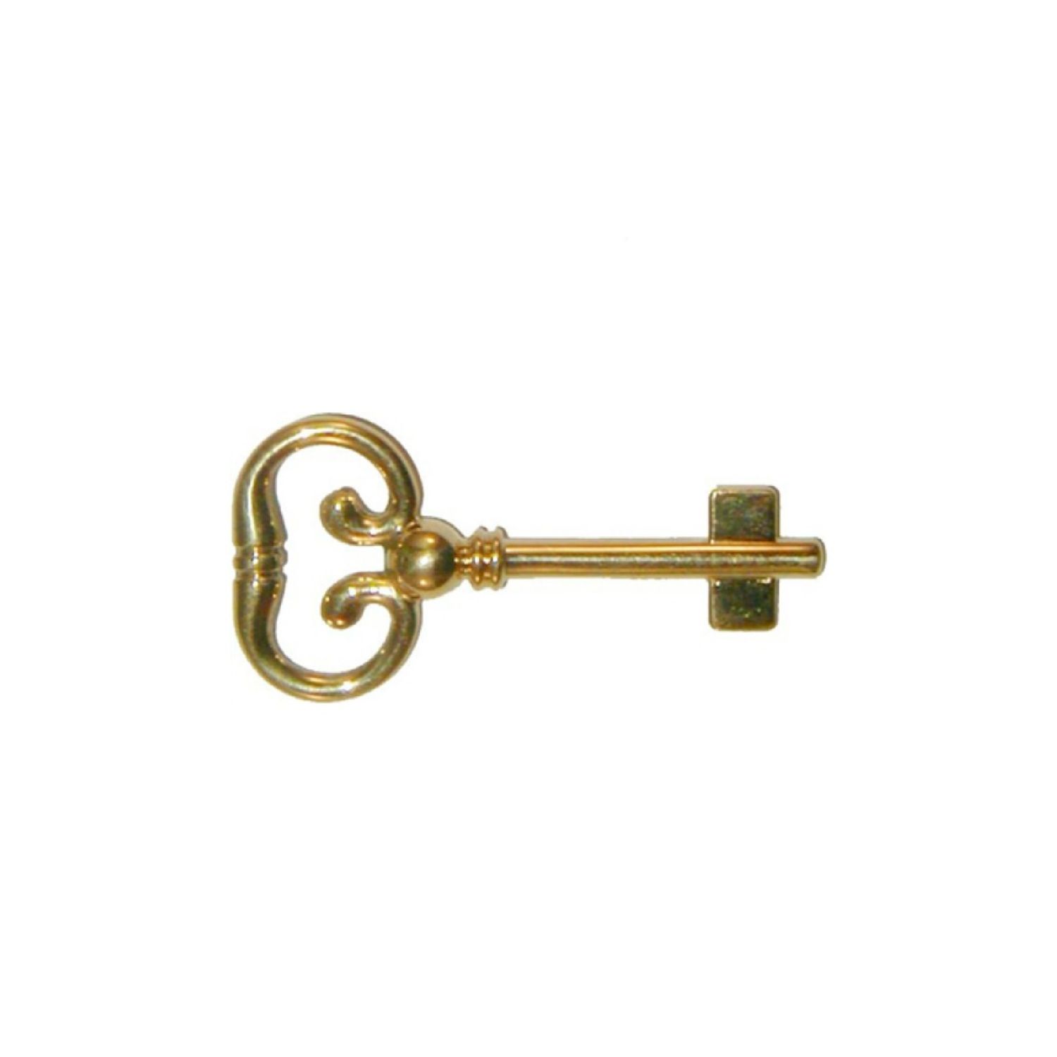 Blank Key for Roll Top Desk Lock - Brass Polished Skeleton Antique