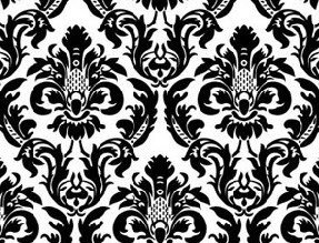 Black &amp; White Damask Fabric Swatch