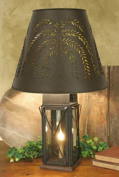 Large Milk House 4-Way Lamp with Willow Shade - Rustic Brown