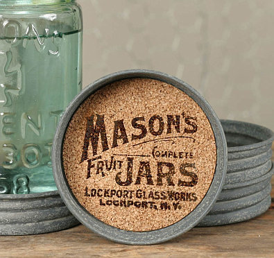 Set of Four Mason Jar Lid Coasters - 11 design options