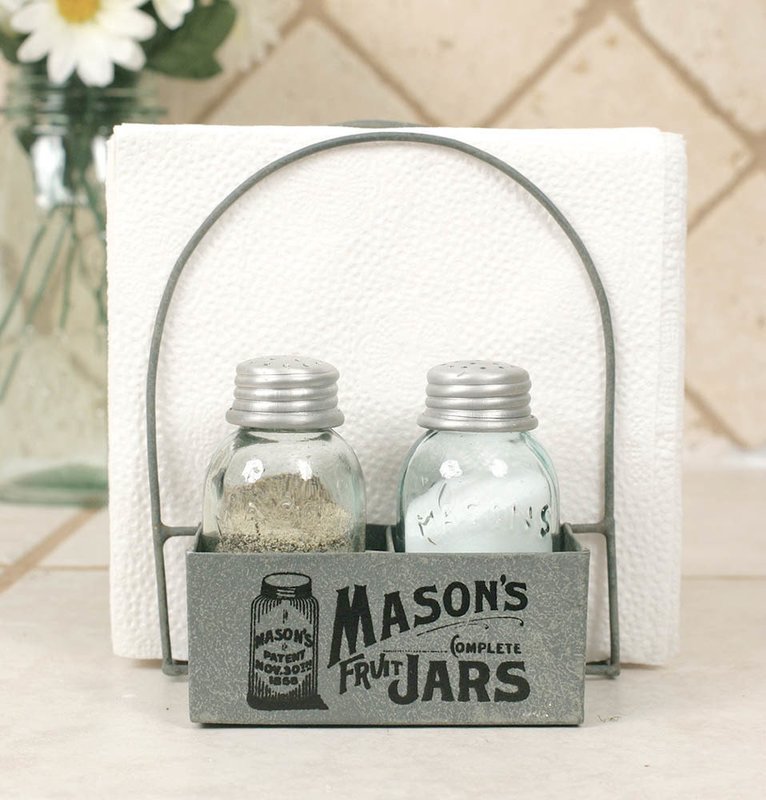 Mason's Jars Box Salt Pepper And Napkin Caddy