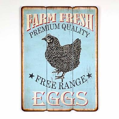 Free Range Eggs Wood Wall Sign