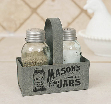 Mason Jar Box Salt And Pepper Caddies - Set of Two