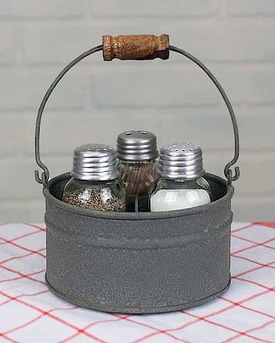 Round Bucket Salt Pepper and Toothpick Caddy