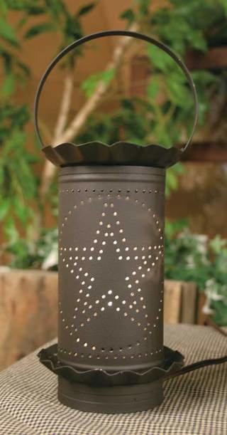 Large Punched Star Electric Wax Potpourri Warmer - Rustic Brown