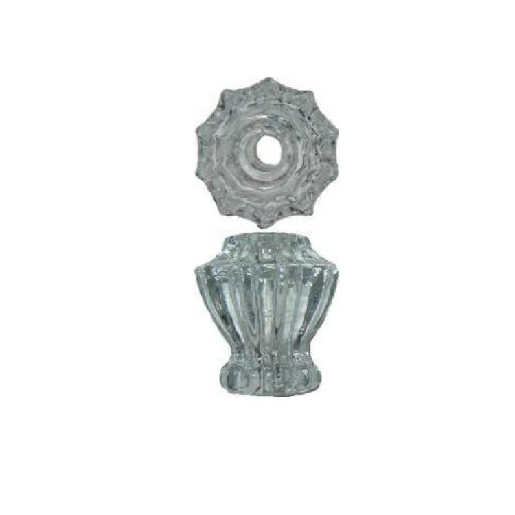 Front Mount Clear Glass KNOB with Nickel Plated Bolt and Nut