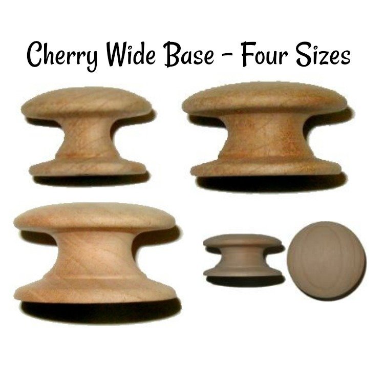 CHERRY Wood Grain Round Knob with Wide Base - 1-1/2"