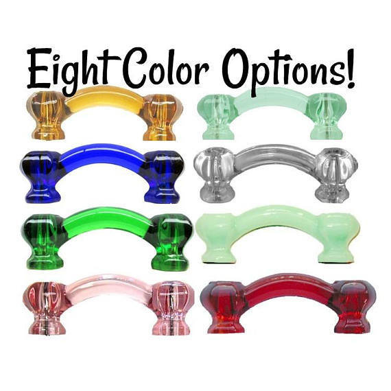 Front Mounted Light Green Glass Drawer Pull