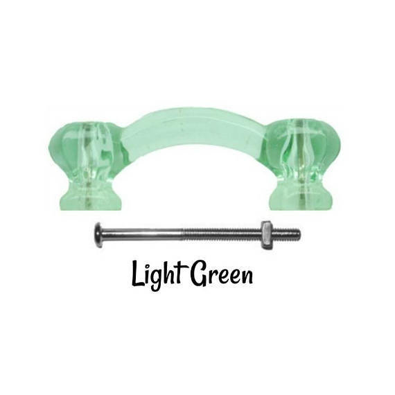 Front Mounted Light Green Glass Drawer Pull