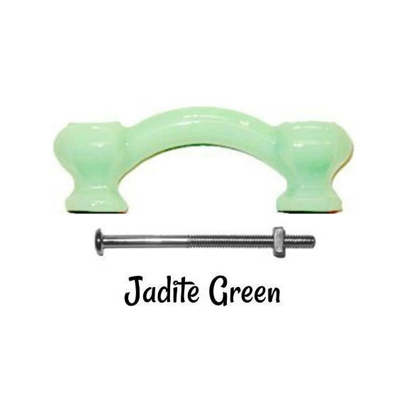 Front Mounted Jadite (Opaque Green) GLASS PULL drawer desk