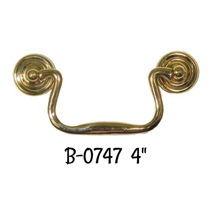 4" Queen Anne Style Drawer pull Polished Brass