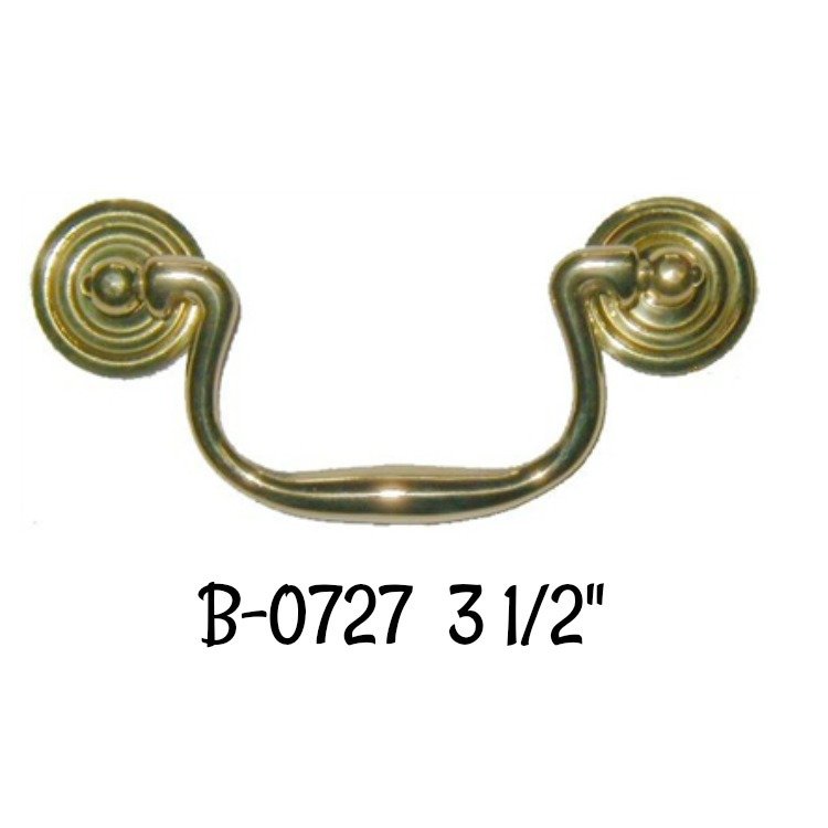 3 1/2" Queen Anne Style bail pull polished Brass
