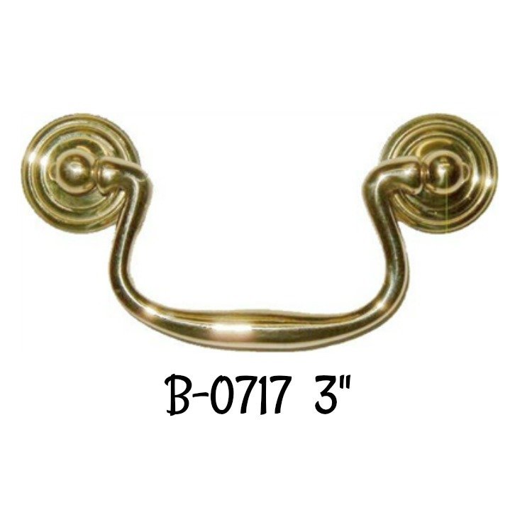 3" Queen Ann Style Bail Pull polished brass
