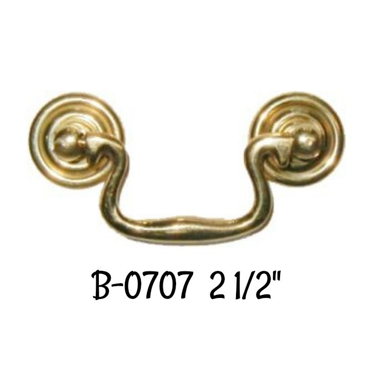 2 1/2" Queen Ann Style Bail Pull polished brass