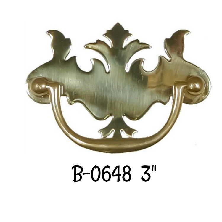 3" Polished Brass Early American Style Drawer Pull