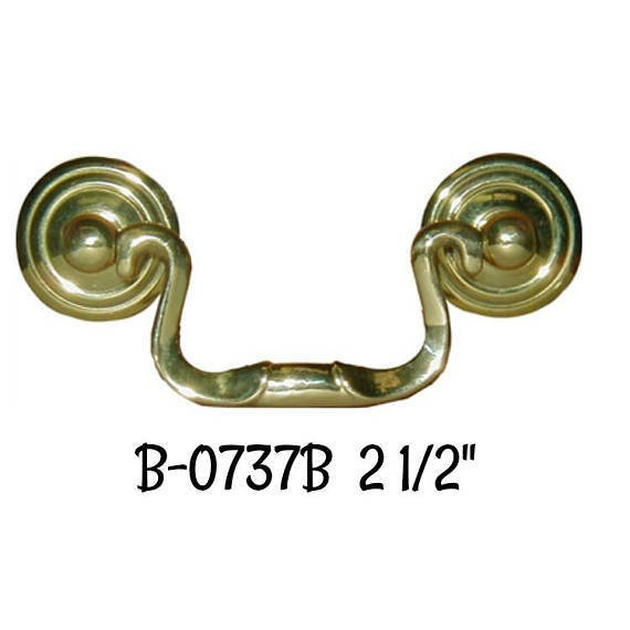2 1/2 Queen Anne Style Swan Neck bail pull polished Brass