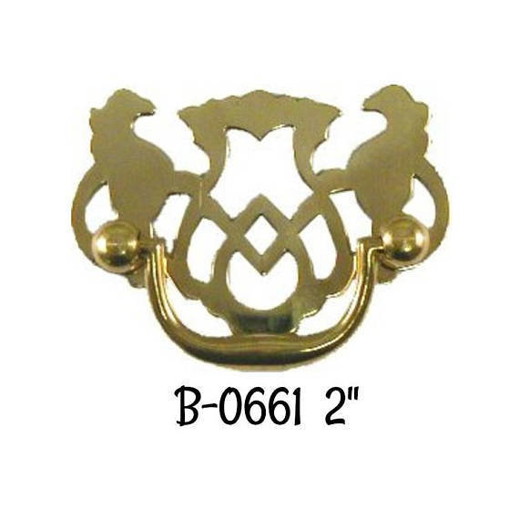 2" Stamped Brass Openwork Chippendale Style Drawer Pull