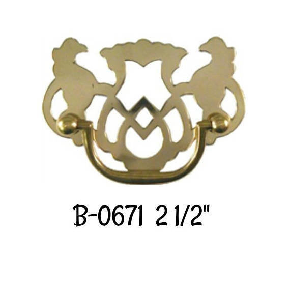 2 1/2" Stamped Brass Openwork Chippendale Style Drawer Pull