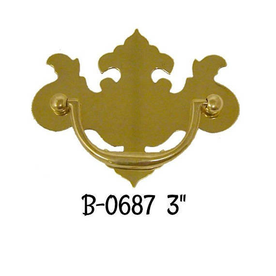 3&quot; Polished Stamped Brass Chippendale Style Drawer Pull