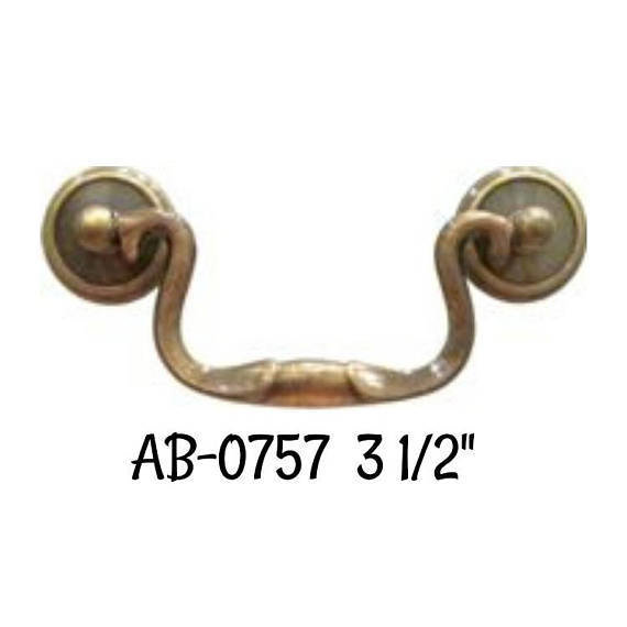 3 1/2" Antiqued Brass Swan Neck Bail Pull