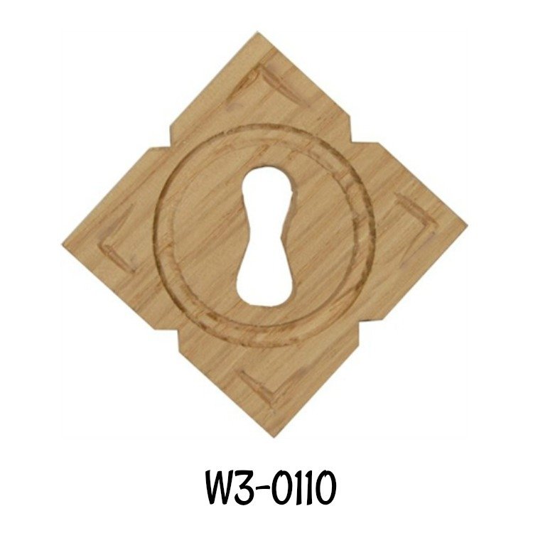 Oak Square Keyhole Cover with Notched Edges
