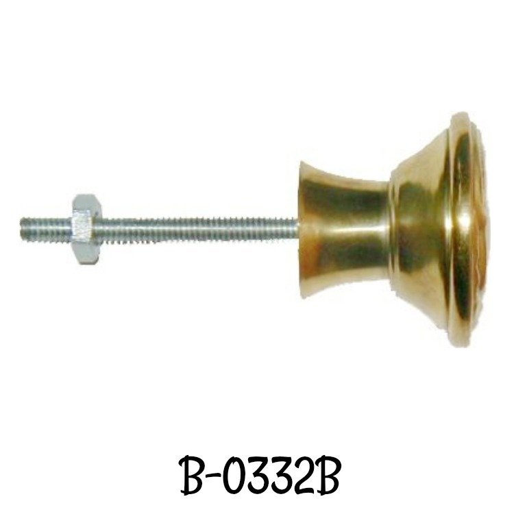 Round Victorian Style Hollow Stamped Brass Knob - 1-5/16" diameter